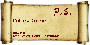 Petyka Simeon névjegykártya
